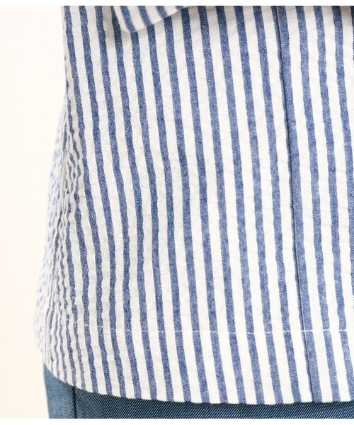 ROPE' PICNIC（ロペピクニック）の「サッカーストライプジャケット（ジャケット・レディース・ライトグレー/ホワイト/ブルー・38/40）」の11枚目の写真