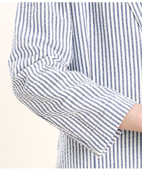 ROPE' PICNIC（ロペピクニック）の「サッカーストライプジャケット（ジャケット・レディース・ライトグレー/ホワイト/ブルー・38/40）」の9枚目の写真