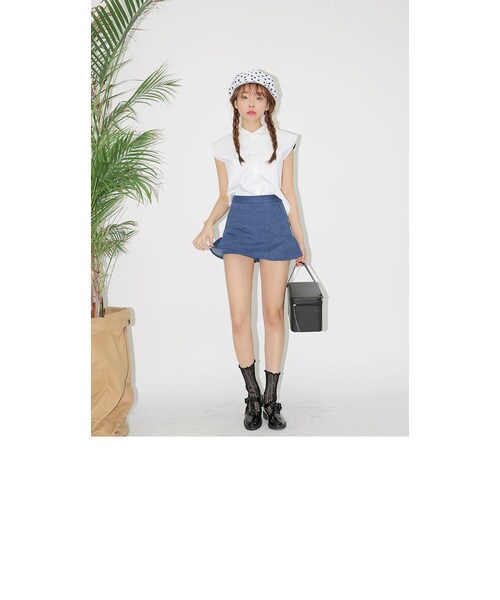 STYLENANDA(スタイルナンダ)の「デニムミニマーメイドスカパン(その他・レディース・ブラック/ブルー・フリーサイズ)」の5枚目の写真