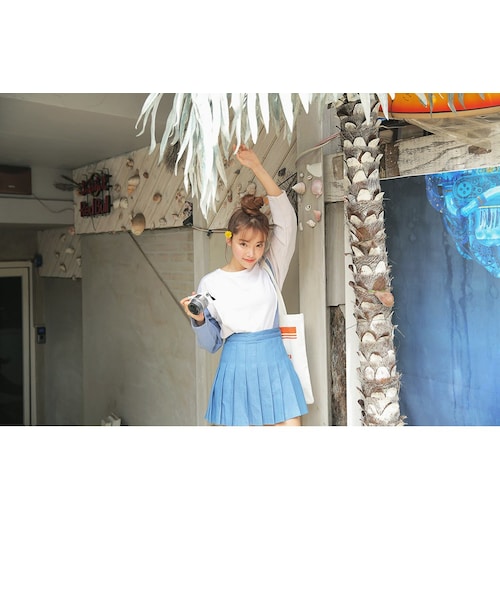 STYLENANDA（スタイルナンダ）の「スカイブループリーツミニスカート