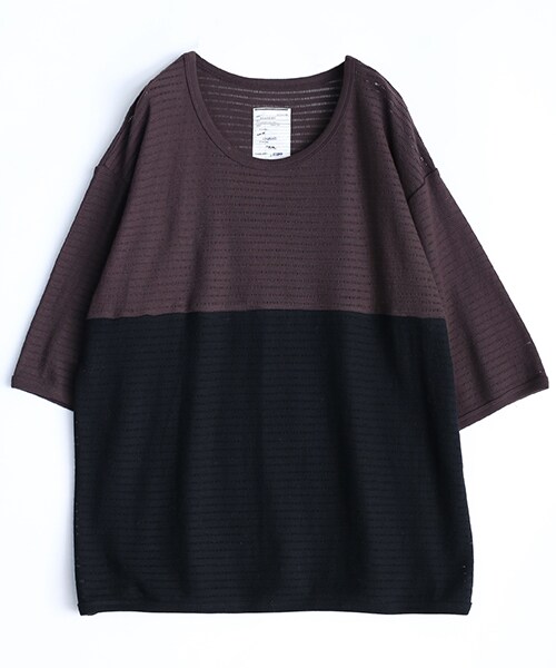 SHAREEF（シャリーフ）の「RUSSELL MESH 2TONE BIG-T（その他・メンズ・BLK/WHT・1/2）」の4枚目の写真