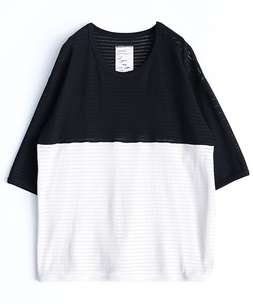 SHAREEF（シャリーフ）の「RUSSELL MESH 2TONE BIG-T（その他・メンズ・BLK/WHT・1/2）」の3枚目の写真