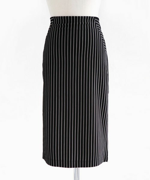 DHOLIC（ディーホリック）の「ストライプ柄ペンシルスカート（スカート・レディース・アイボリー/ブラック・FREE）」の2枚目の写真