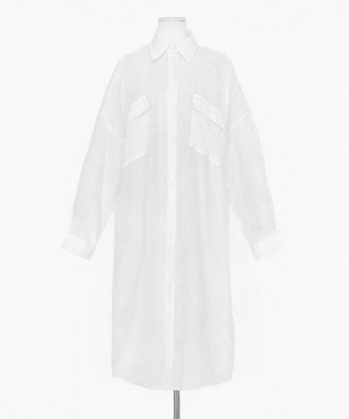 DHOLIC(ディーホリック)の「シースルーコットンロングシャツ(シャツ/ブラウス・レディース・アイボリー/ブラック・FREE)」の1枚目の写真