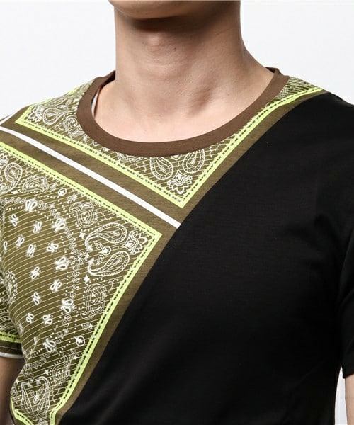 yoshiokubo(ヨシオクボ)の「yoshio kubo バンダナTシャツ(Tシャツ/カットソー・メンズ・カーキブラウン/ネイビー/ローズ・2/1)」の7枚目の写真