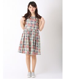 ehka sopo | 花チェックプリントノースリーブワンピース 1101786-12-13-11(ワンピース/ドレス)