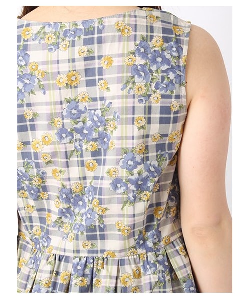 ehka sopo（エヘカソポ）の「花チェックプリントノースリーブワンピース 1101786-12-13-11（ワンピース・レディース・レッド/イエロー/ブルー・M）」の9枚目の写真