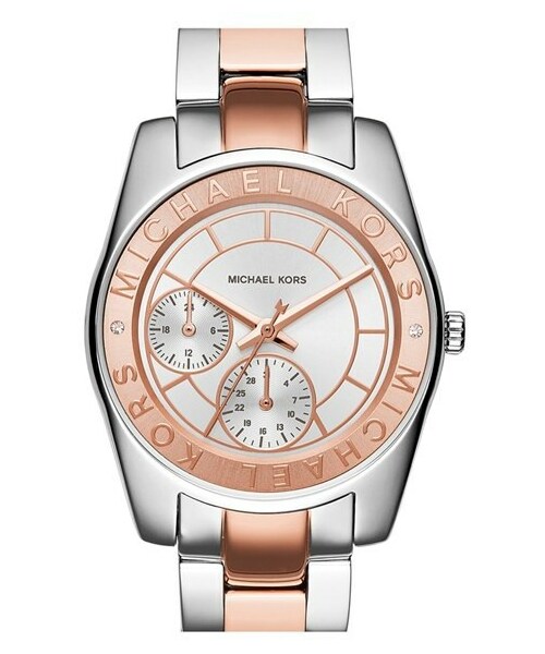 MICHAEL KORS(マイケルコース)の「MICHAEL Michael Kors Michael Kors 'Ryland' Chronograph Bracelet Watch, 33mm(アナログ腕時計・レディース・Silver/ Rose Gold)」の1枚目の写真