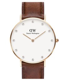 Daniel Wellington | Daniel Wellington 'Classy St. Mawes' Crystal Index Leather Strap Watch, 34mm(アナログ腕時計)