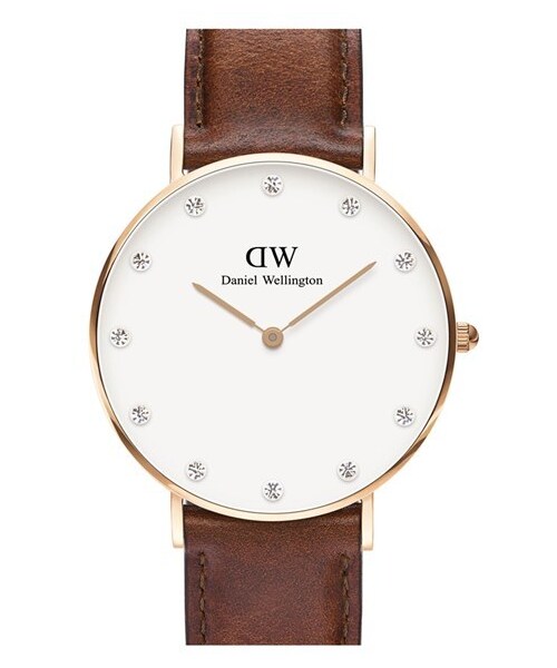 Daniel Wellington（ダニエルウェリントン）の「Daniel Wellington 'Classy St. Mawes' Crystal Index Leather Strap Watch, 34mm（アナログ腕時計・レディース・Brown/ Rose Gold）」の4枚目の写真