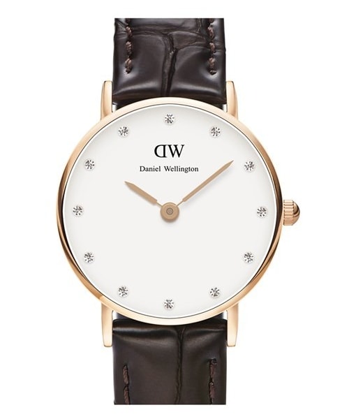 Daniel Wellington（ダニエルウェリントン）の「Daniel Wellington 'Classy York' Crystal Index Embossed Leather Strap Watch, 26mm（アナログ腕時計・レディース・Dark Brown/ Rose Gold）」の3枚目の写真