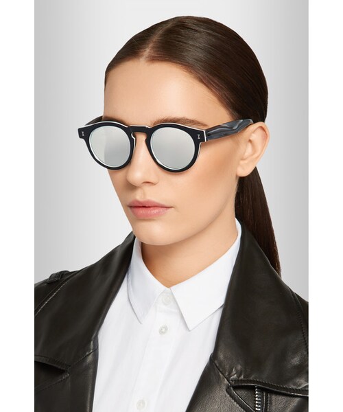 Illesteva（イレステーバ）の「Illesteva Leonard round-frame acetate mirrored sunglasses（サングラス・レディース・Black）」の3枚目の写真