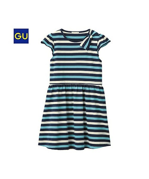 Gu ジーユー の Gu girlsボーダー切り替えワンピース 半袖 トップス Wear