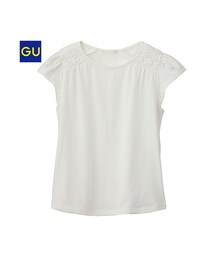 GU | （GU）ＧＩＲＬＳショルダーレースＴ（半袖）(トップス)