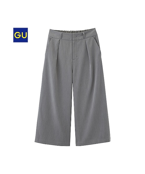 GU(ジーユー)の「(GU)ピンストライプガウチョパンツ(WOMEN ⁄ ガウチョパンツ・ワイドパンツ・レディース・GRAY/DARK GRAY・XL/L/M/S)」の1枚目の写真