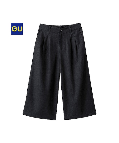 GU（ジーユー）の「（GU）リネンブレンドガウチョパンツ（WOMEN ⁄ ガウチョパンツ・ワイドパンツ・レディース・BEIGE/BLACK/OLIVE・S/XL/L/M）」の2枚目の写真