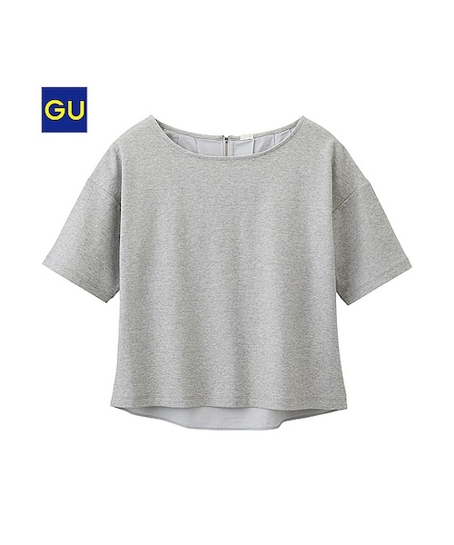 GU（ジーユー）の「（GU）シャツコンビプルオーバー（半袖）（WOMEN ⁄ カットソー・レディース・OFF WHITE/NAVY/GRAY・S/M/XL/L）」の2枚目の写真