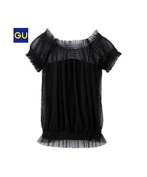 GU | （GU）チュールコンビレイヤードＴ（半袖）(トップス)