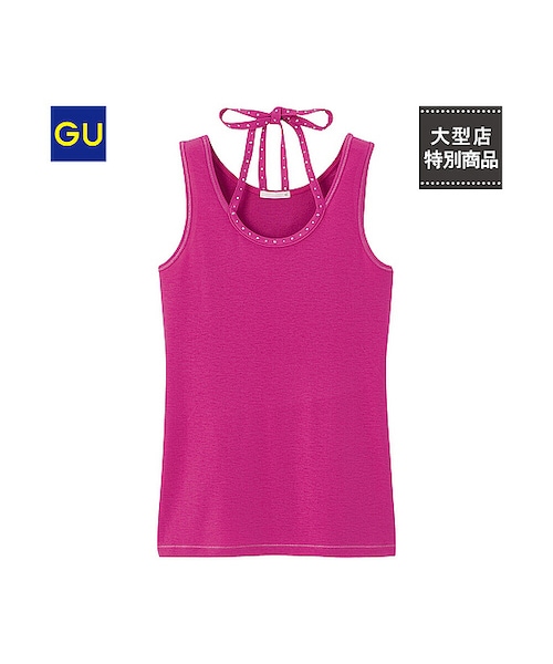 GU(ジーユー)の「(GU)ホルターネックタンクトップ(WOMEN ⁄ カットソー・レディース・BLACK/BROWN/PINK/OFF WHITE/LIGHT BLUE・L/M/S)」の5枚目の写真