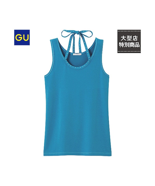 GU(ジーユー)の「(GU)ホルターネックタンクトップ(WOMEN ⁄ カットソー・レディース・BLACK/BROWN/PINK/OFF WHITE/LIGHT BLUE・L/M/S)」の4枚目の写真