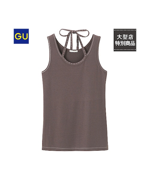 GU(ジーユー)の「(GU)ホルターネックタンクトップ(WOMEN ⁄ カットソー・レディース・BLACK/BROWN/PINK/OFF WHITE/LIGHT BLUE・L/M/S)」の3枚目の写真