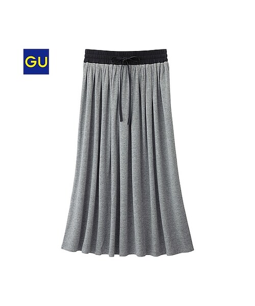 GU（ジーユー）の「（GU）ミディマキシスカート（WOMEN ⁄ スカート・レディース・BLACK/OFF WHITE/GRAY・M/L/S）」の3枚目の写真