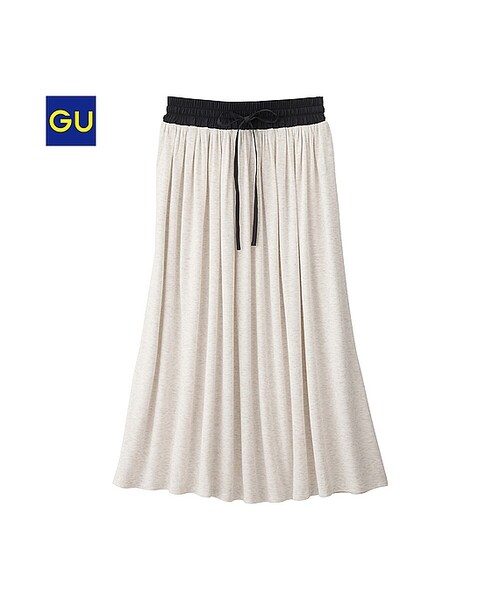 GU（ジーユー）の「（GU）ミディマキシスカート（WOMEN ⁄ スカート・レディース・BLACK/OFF WHITE/GRAY・M/L/S）」の2枚目の写真