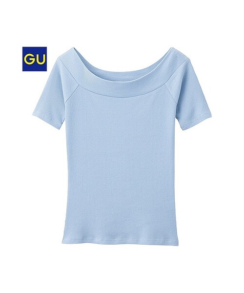 GU（ジーユー）の「（GU）オフショルダーＴ（半袖）（WOMEN ⁄ カットソー・レディース・GRAY/BLUE/NAVY/OFF WHITE・L/M/S）」の3枚目の写真