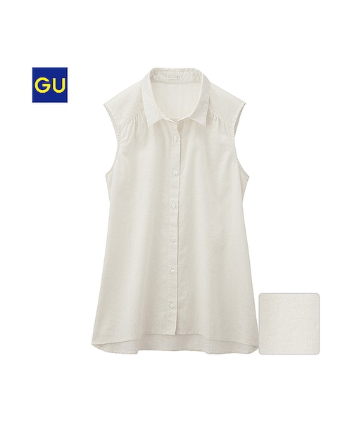 GU（ジーユー）の「（GU）リネンブレンドシャツ（ノースリーブ