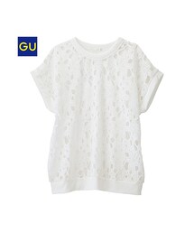 GU | （GU）クロップドレースゆるＴ（半袖）(トップス)