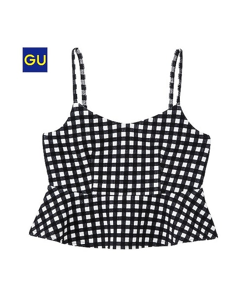 GU（ジーユー）の「（GU）ビスチェ（ギンガム）（WOMEN ⁄ カットソー・レディース・LIGHT BLUE/BLACK・M/S/L）」の2枚目の写真