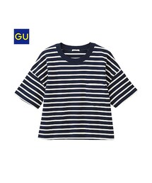 GU | （GU）クロップドボーダーゆるＴ（半袖）(トップス)