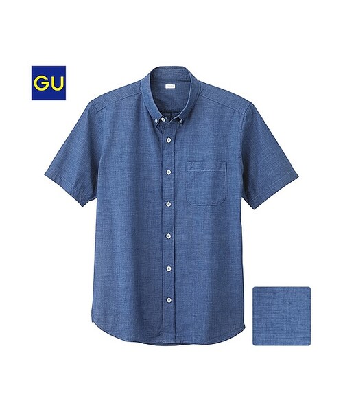 GU（ジーユー）の「（GU）ブロードシャツ（半袖）Ａ（MEN ⁄ シャツ・メンズ・BLUE/NAVY/WHITE・M/L/S/XL）」の3枚目の写真
