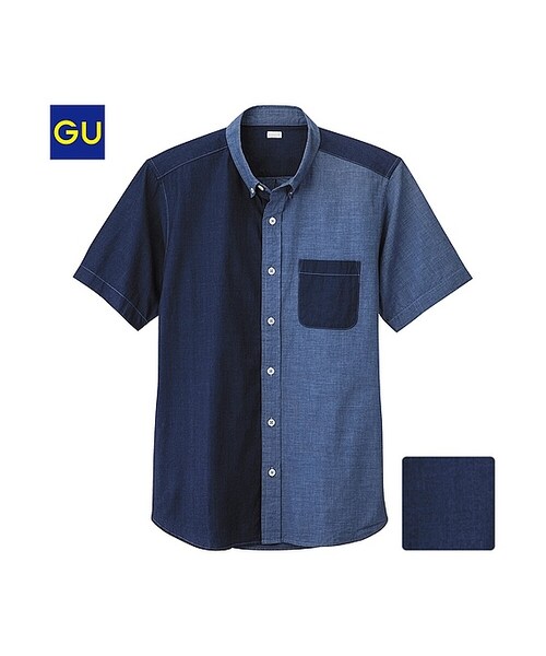 GU（ジーユー）の「（GU）ブロードシャツ（半袖）Ａ（MEN ⁄ シャツ・メンズ・BLUE/NAVY/WHITE・M/L/S/XL）」の4枚目の写真