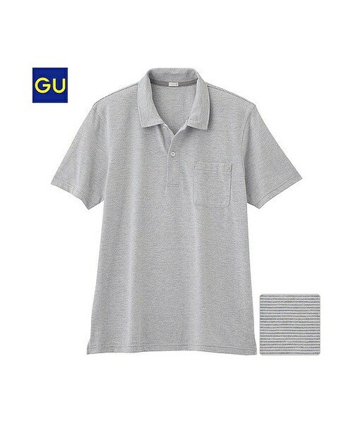 GU（ジーユー）の「（GU）マイクロボーダーポロシャツ（半袖）（MEN