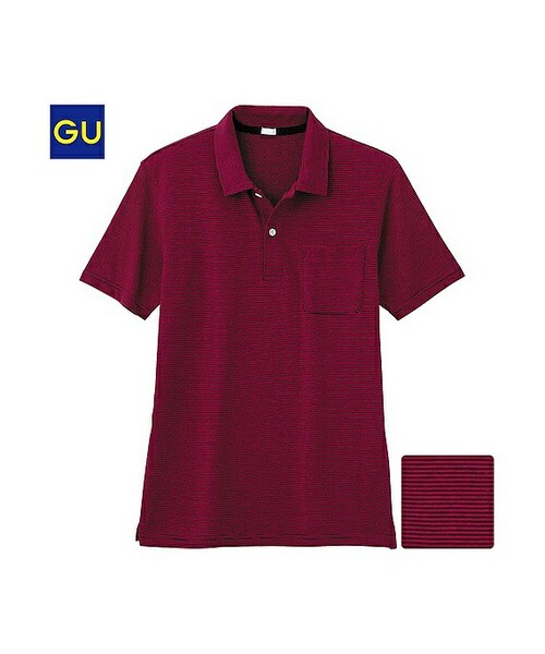 GU（ジーユー）の「（GU）マイクロボーダーポロシャツ（半袖）（MEN