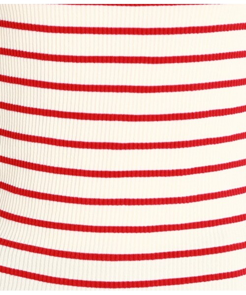 VIS（ビス）の「テレコボーダースクェアーネックプルオーバー（ニット・レディース・ライトグレー/ネイビー/レッド・M）」の10枚目の写真