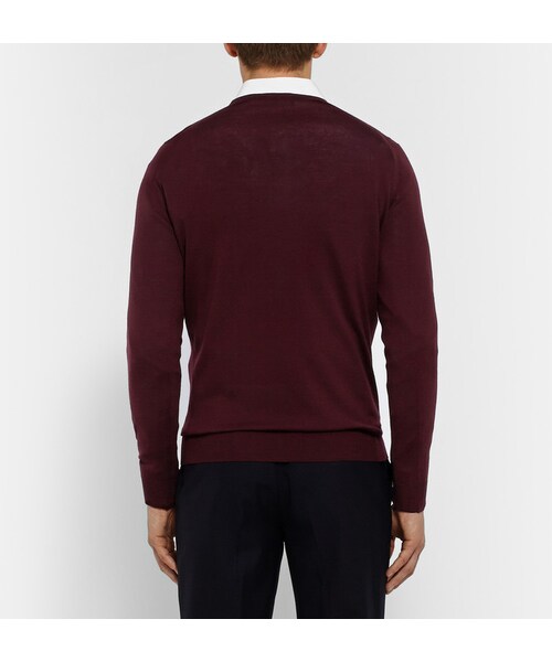 JOHN SMEDLEY（ジョンスメドレー）の「John Smedley Cleves Merino Wool Sweater（ニット/セーター・メンズ・Burgundy・XL/L/M/S/XXL）」の6枚目の写真