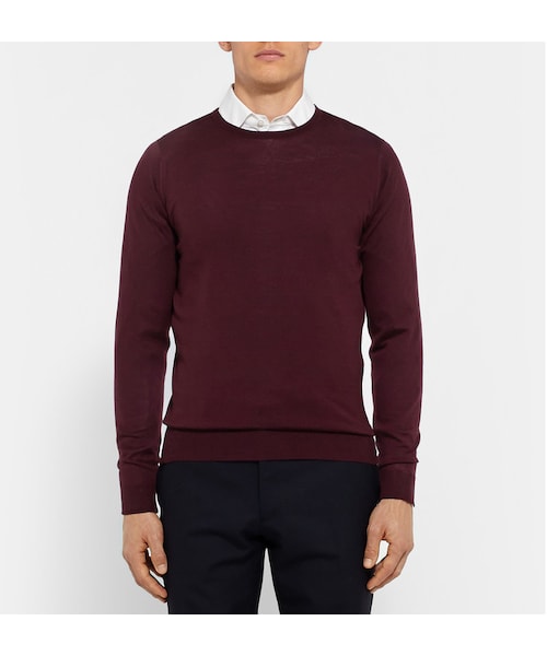 JOHN SMEDLEY（ジョンスメドレー）の「John Smedley Cleves Merino Wool Sweater（ニット/セーター・メンズ・Burgundy・XL/L/M/S/XXL）」の2枚目の写真