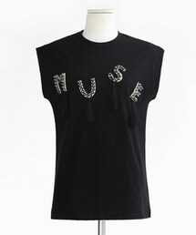 DHOLIC | MUSEスタッズロゴタッセル付きノースリーブTシャツ(Tシャツ/カットソー)