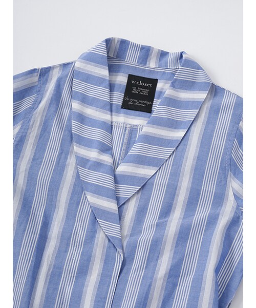 w closet（ダブルクローゼット）の「ストライプガウンコート（ジャケット/アウター・レディース・オフホワイト/ブルー・FREE）」の6枚目の写真