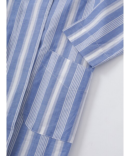 w closet（ダブルクローゼット）の「ストライプガウンコート（ジャケット/アウター・レディース・オフホワイト/ブルー・FREE）」の7枚目の写真