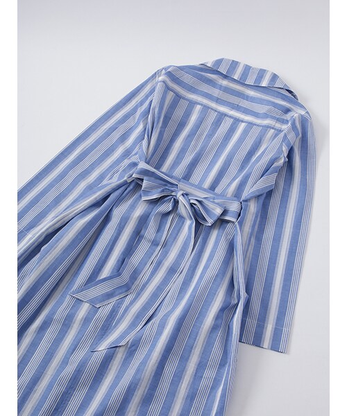 w closet（ダブルクローゼット）の「ストライプガウンコート（ジャケット/アウター・レディース・オフホワイト/ブルー・FREE）」の9枚目の写真