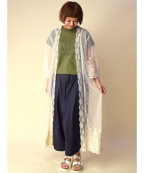 w closet(ダブルクローゼット)の「チュール刺繍レースガウン(ジャケット/アウター・レディース・オフホワイト/エクリュ・FREE)」の3枚目の写真