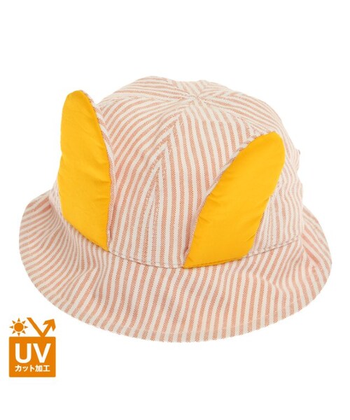 apres les cours（アプレレクール）の「【apres】◎little rabbit ベビーハット(UVカット)（帽子・キッズ・グレー/サーモンピンク・46/48）」の2枚目の写真