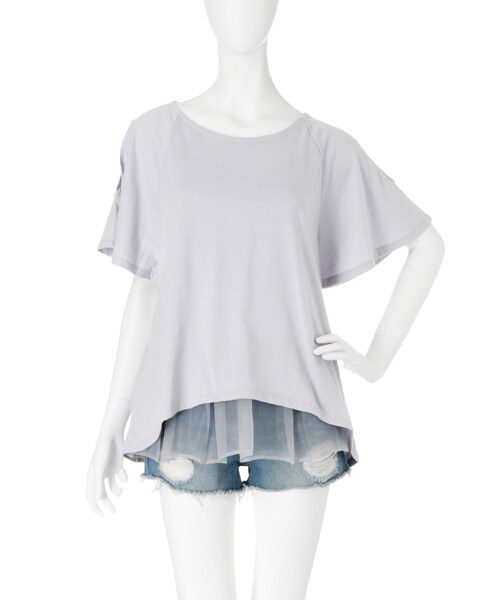 dazzlin（ダズリン）の「【green】ゆるレイヤードＴシャツ（トップス・レディース・イエロー/ブルー/ネイビー・F(Tシャツ)/F(キャミソール)）」の4枚目の写真