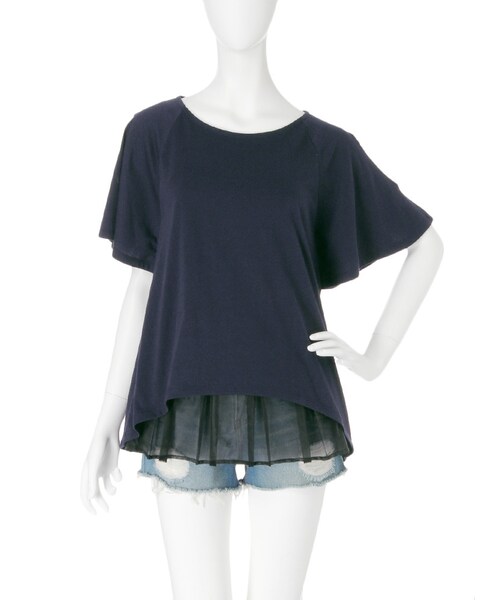 dazzlin（ダズリン）の「【green】ゆるレイヤードＴシャツ（トップス・レディース・イエロー/ブルー/ネイビー・F(Tシャツ)/F(キャミソール)）」の3枚目の写真