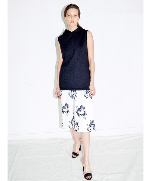 EMODA（エモダ）の「WIDE FLOWERガウチョ（パンツ・レディース・ホワイト/ブラック/ライトミックス/ダークミックス）」の7枚目の写真