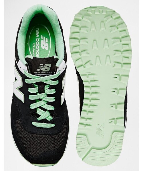NEW BALANCE(ニューバランス)の「New Balance 574 Black Suede Sneakers(スニーカー・レディース・blackwhitegreen・US 9/US 7/US 6/US 9.5/US 8/US 5.5/US 10)」の2枚目の写真