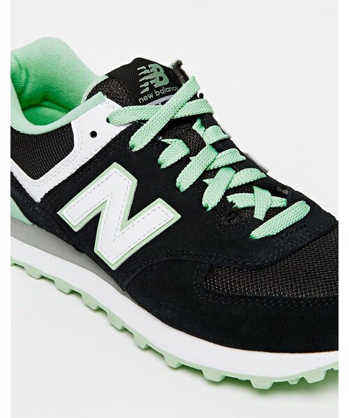 NEW BALANCE(ニューバランス)の「New Balance 574 Black Suede Sneakers(スニーカー・レディース・blackwhitegreen・US 9/US 7/US 6/US 9.5/US 8/US 5.5/US 10)」の3枚目の写真